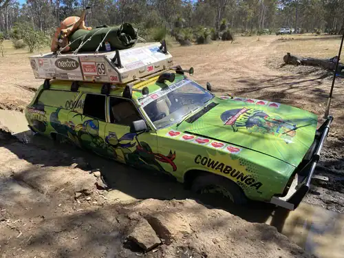 Off-road vehicle with Teenage Mutant Ninja Turtles artwork, ready for adventure.