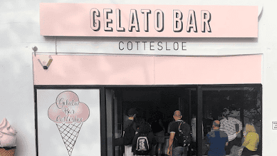 Gelato bar storefront with customers, Cottesloe location.