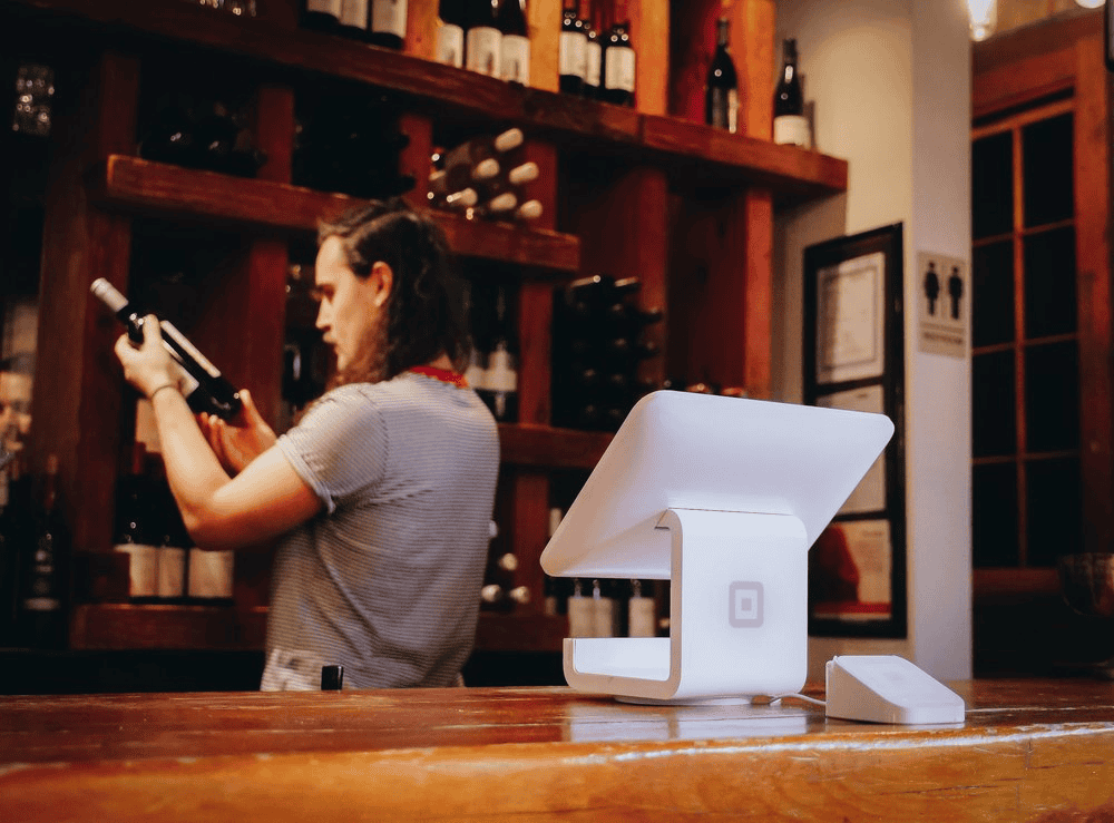 Keystone point of sale system in a cozy wine bar setting.