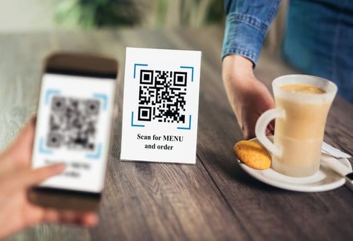 QR code scanning for contactless menu and ordering at 21st Century Business Equipment.