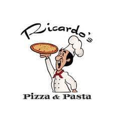 Ricardo's Pizza & Pasta restaurant logo with chef holding a pizza.