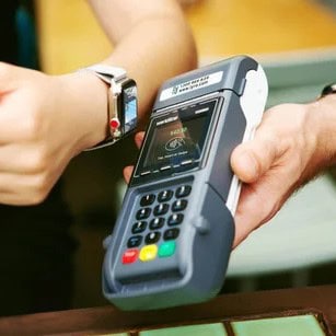 Portable payment terminal used for secure card transactions at 21st Century Business Equipment.