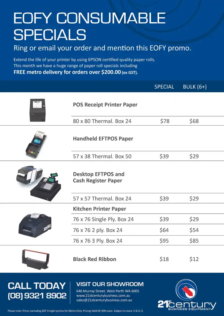 POS receipt printer paper, thermal, 80x80, ideal for point of sale systems.