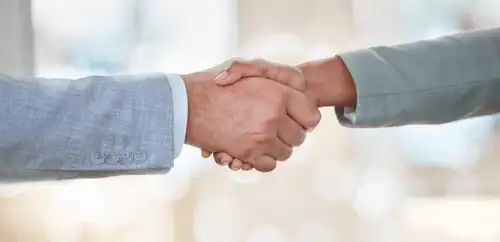 Reliable handshake between business professionals promoting partnership and trust.